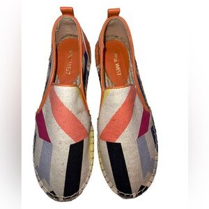Nine West - fabric flat espadrilles- color blocked - size 6.5M - NIB NWT